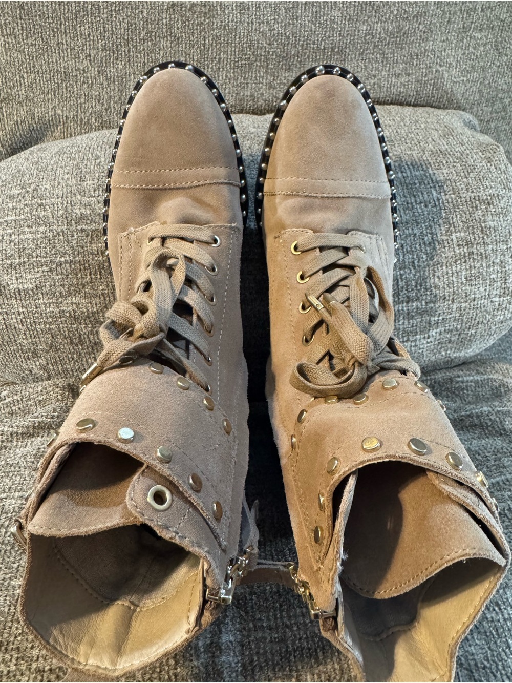 Sam Edelman Jennifer Women’s Brown Studded Combat Boots Size 7M - Picture 5 of 15